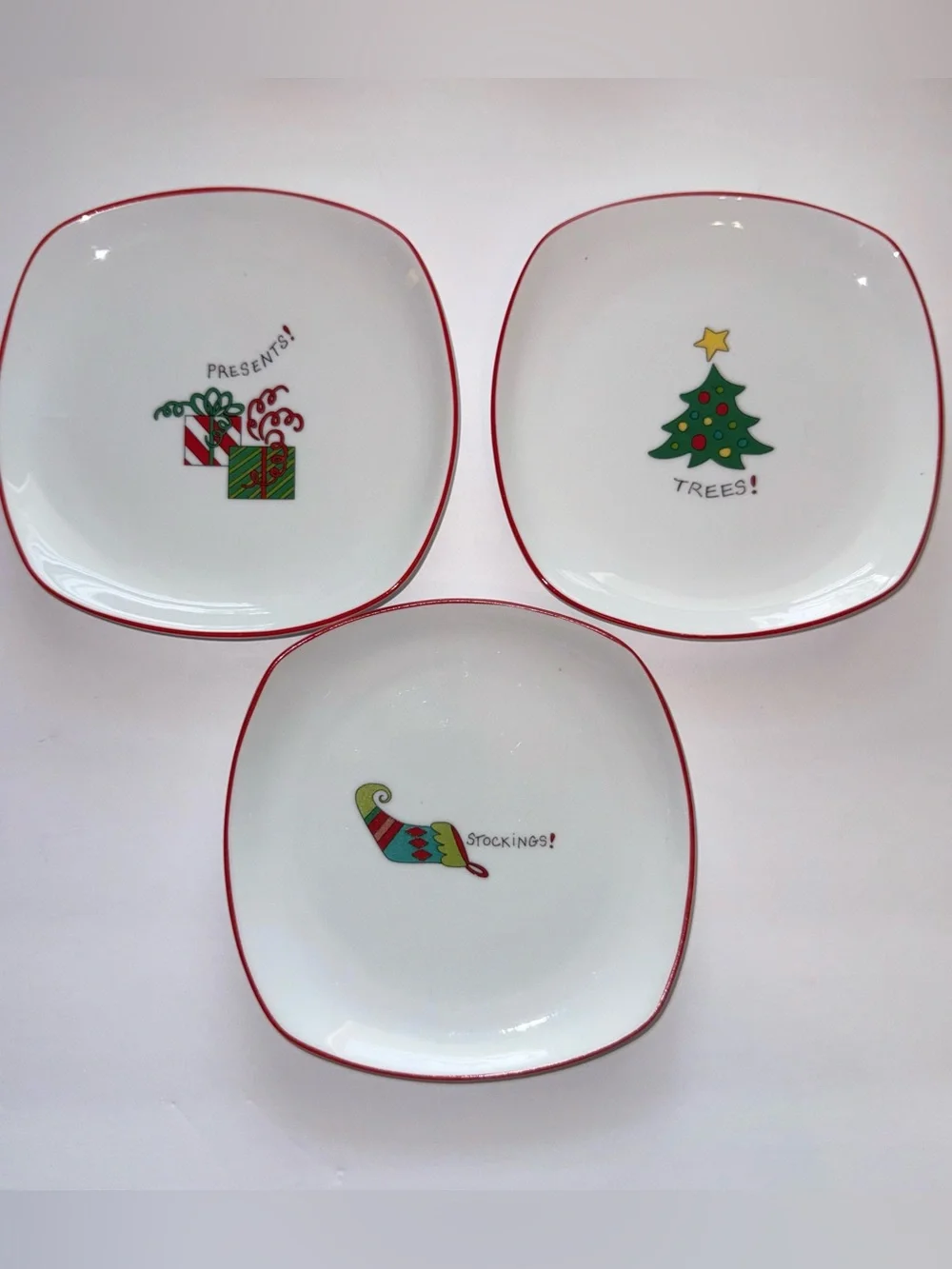 Fitz & Floyd Essentials Merry Christmas Appetizer Plates Set of 3